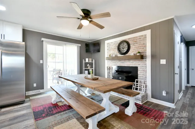 a living room with a couch and a fireplace