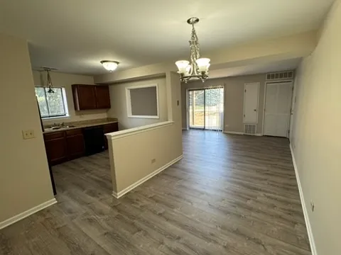 a view of a livingroom with a chandelier