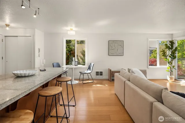 a living room with furniture and window