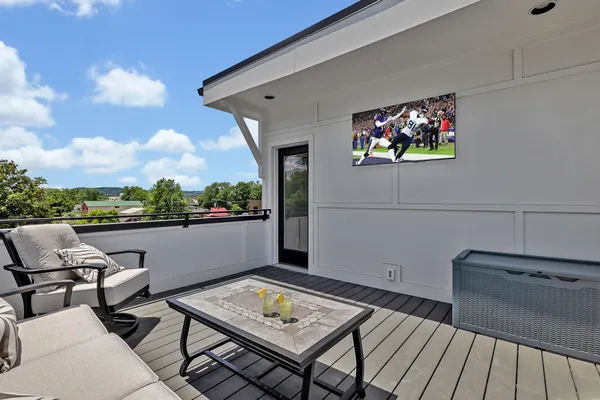 a outdoor living room with furniture