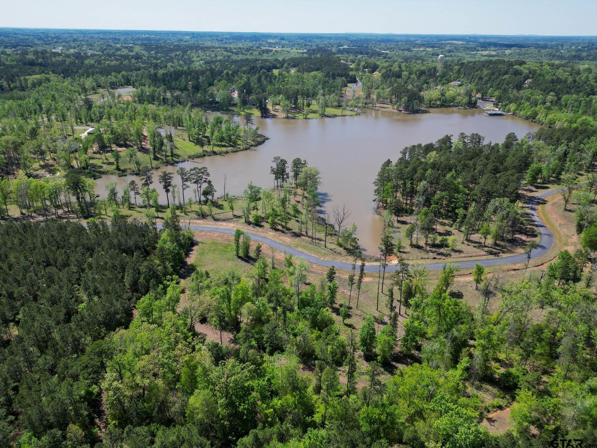 53 Marble Way Hallsville, TX 75650 - Photo 14 of 17 an aerial view of lake and residential houses with outdoor space and trees