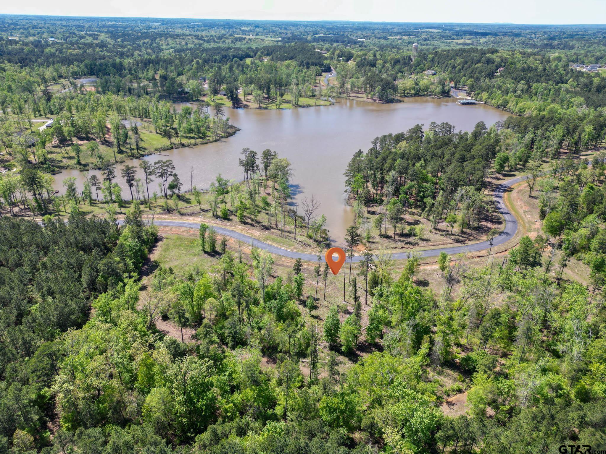 53 Marble Way Hallsville, TX 75650 - Photo 16 of 17 an aerial view of lake residential house with outdoor space and trees around