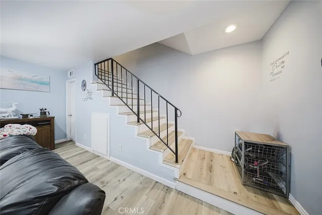 a view of entryway and workspace