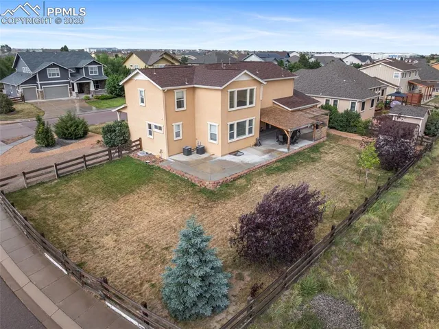 an aerial view of a house