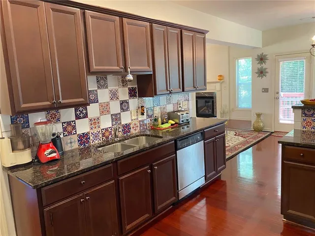 a view of a lake with a city