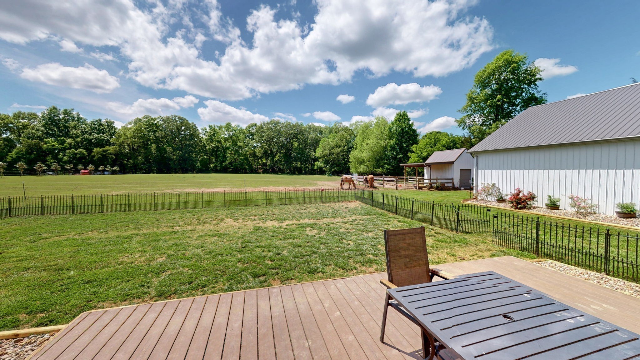 548 Buddy Road Burns, TN 37029 - Photo 30 of 47 a view of a deck with a big yard potted plants and large tree