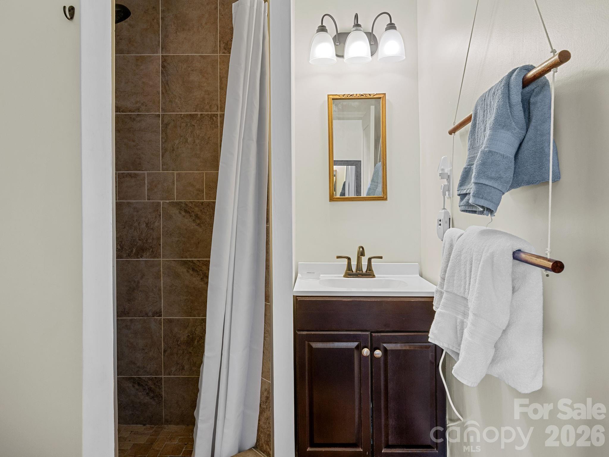 1434 Lake Adger Road Mill Spring, NC 28756 - Photo 23 of 47 a bathroom with a sink a toilet and shower