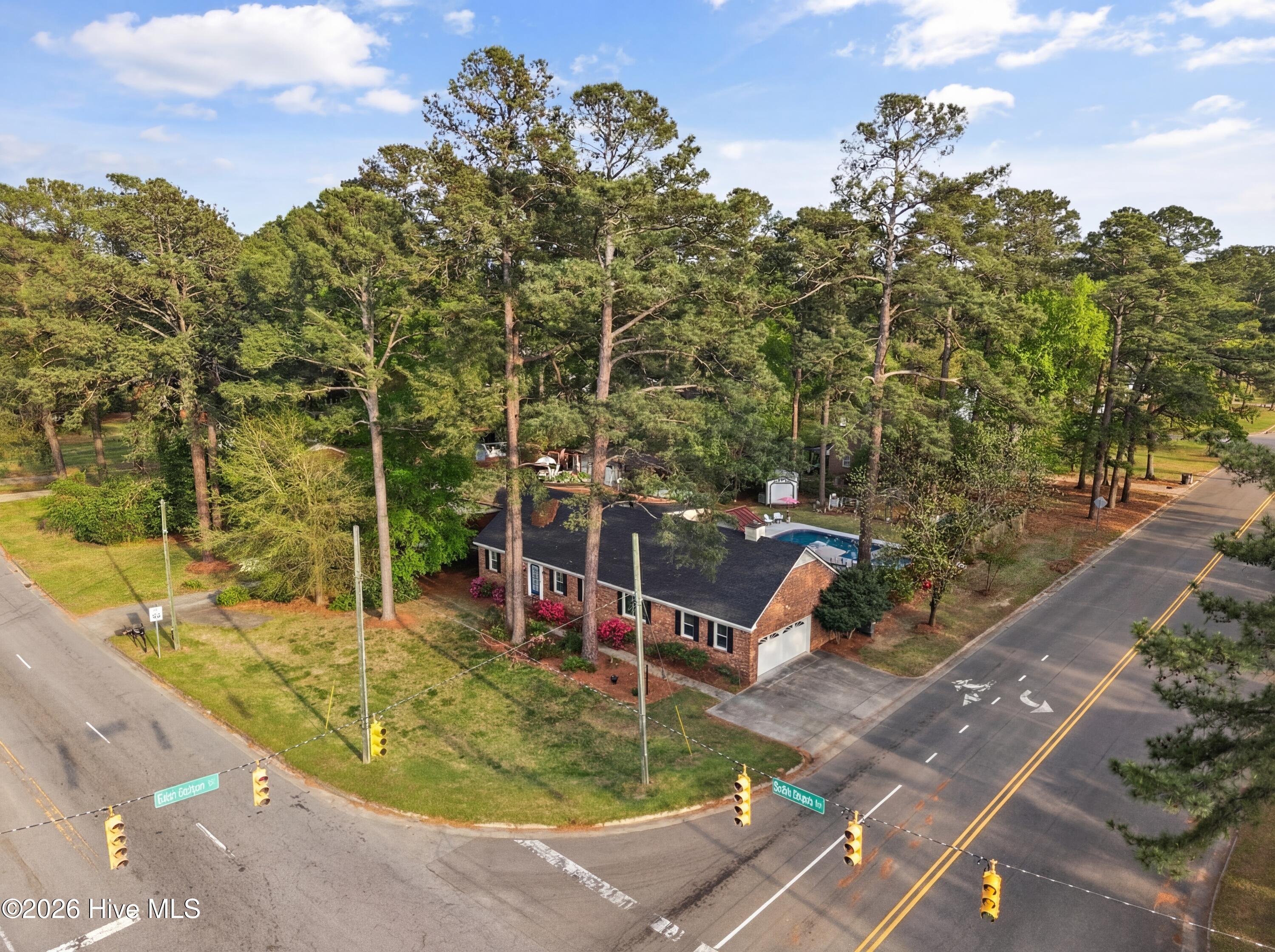 1721 Bethlehem Road Rocky Mount, NC 27803 - Photo 4 of 46 Aerial View of Home and Pool in Back Yard