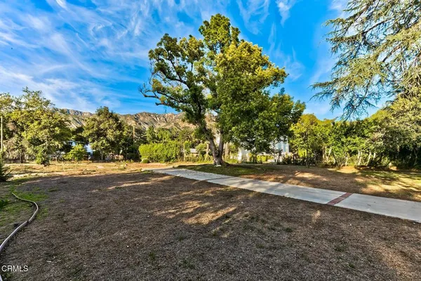 a backyard of a house with lots of green space