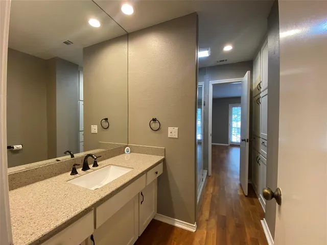 a bathroom with a sink double vanity