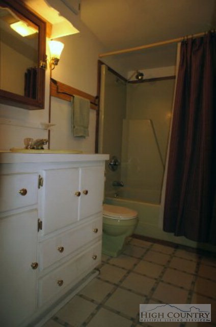 1994 Chestnut Grove Road Boone, NC 28607 - Photo 28 of 43 a bathroom with a toilet a sink a vanity and mirror