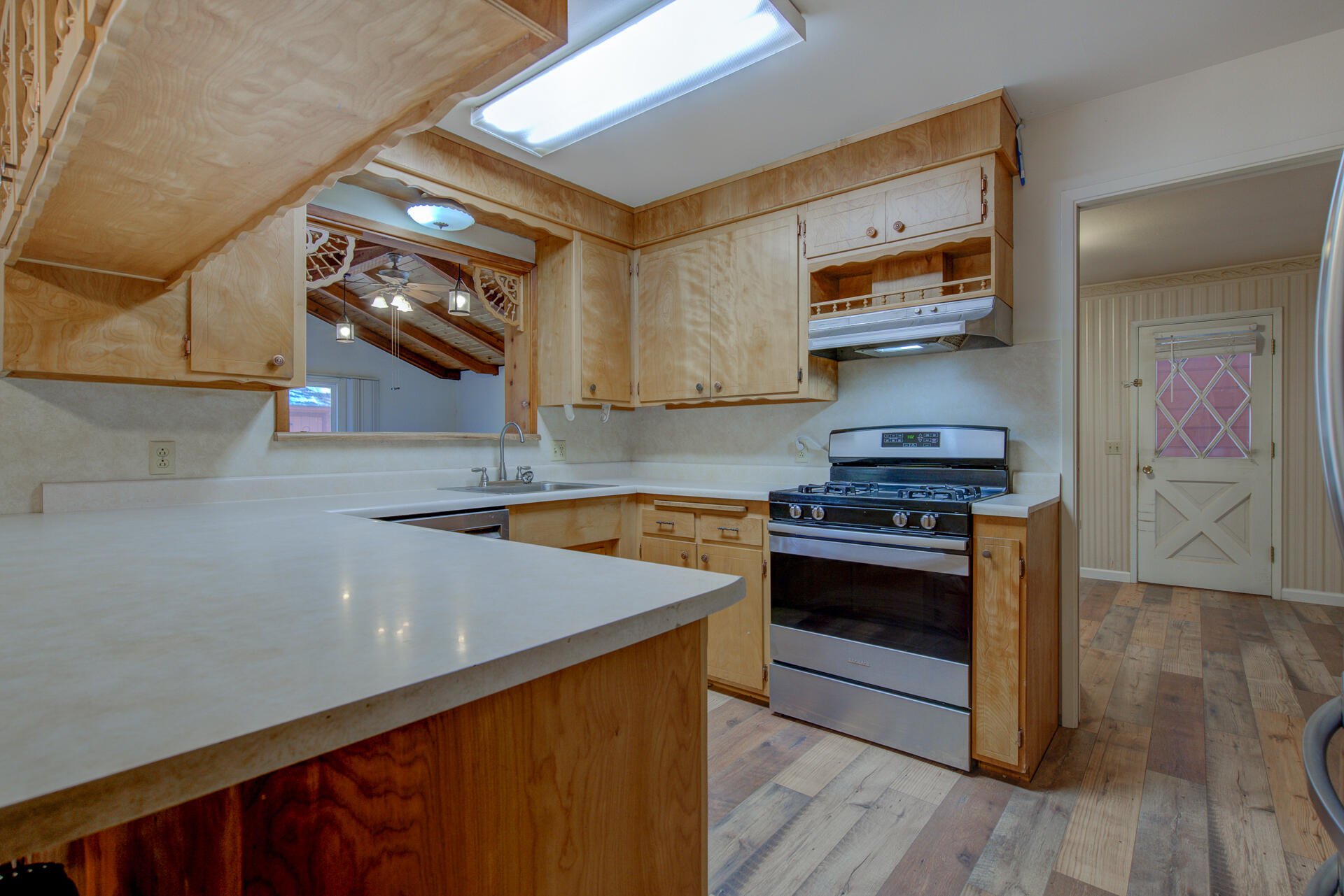 21694 Cassel Road Cassel, CA 96016 - Photo 20 of 65 a kitchen with stainless steel appliances a stove a sink and a microwave