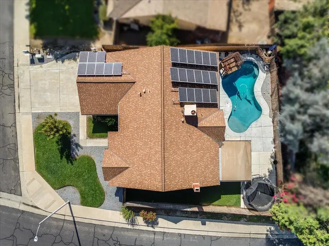 an aerial view of a house