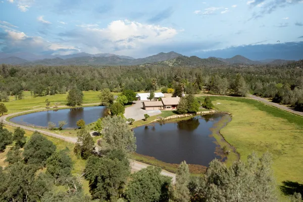 a view of a lake with a mountain