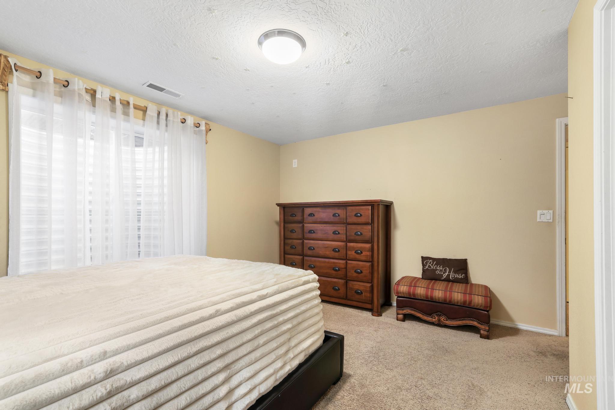 733 Beta Circle Twin Falls, ID 83301 - Photo 27 of 50 Bedroom with light colored carpet and a textured ceiling