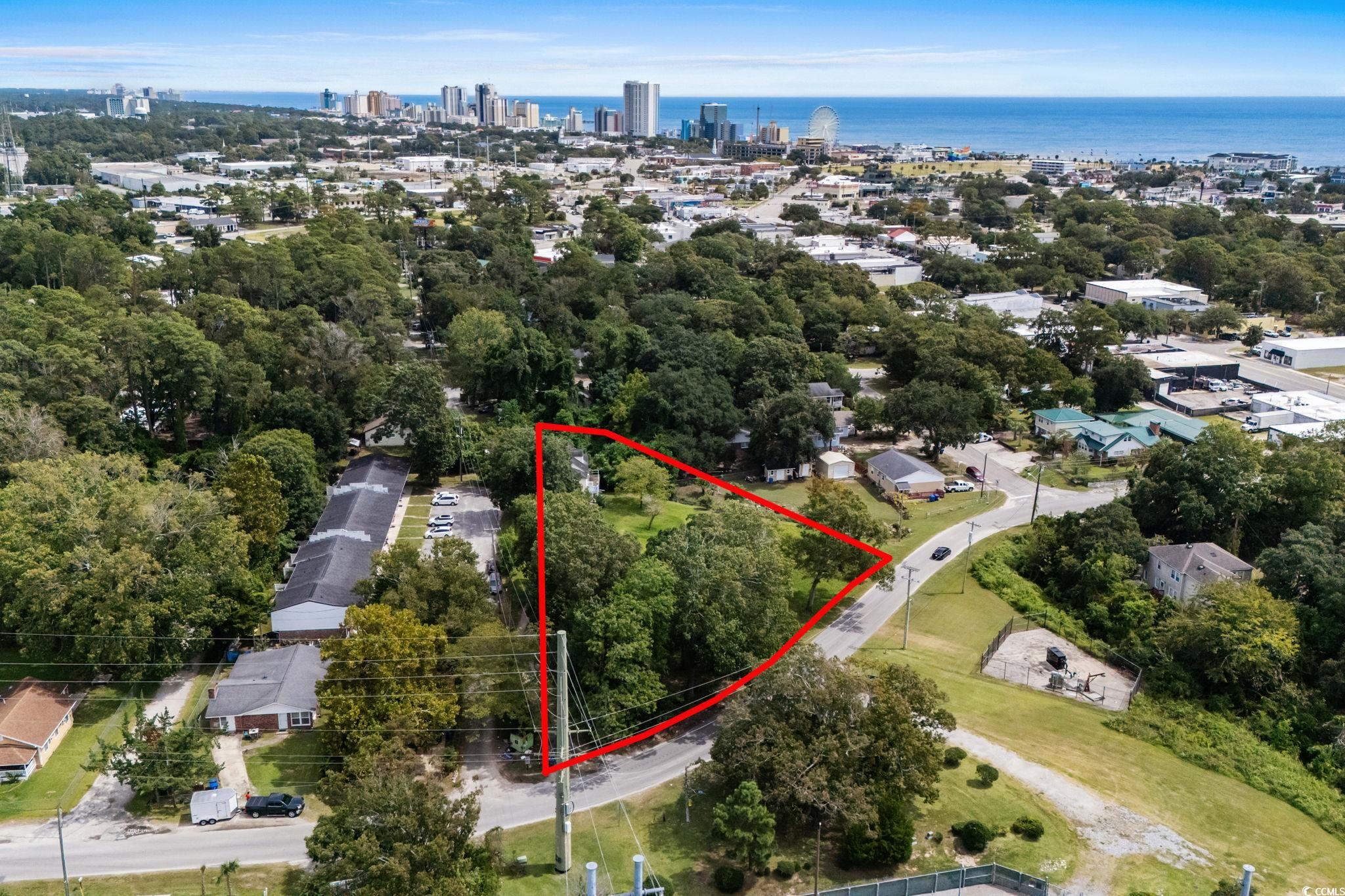 904 3rd Avenue North Myrtle Beach, SC 29577 - Photo 5 of 23 View of urban area featuring property parcel outlined and a nearby body of water