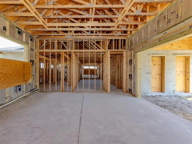 a view of a building with a glass door