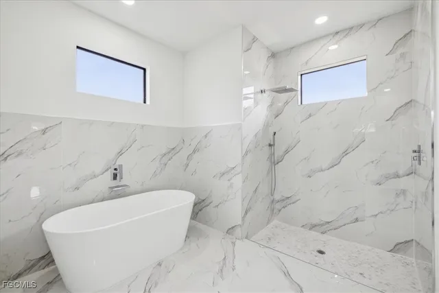 a bathroom with a bathtub