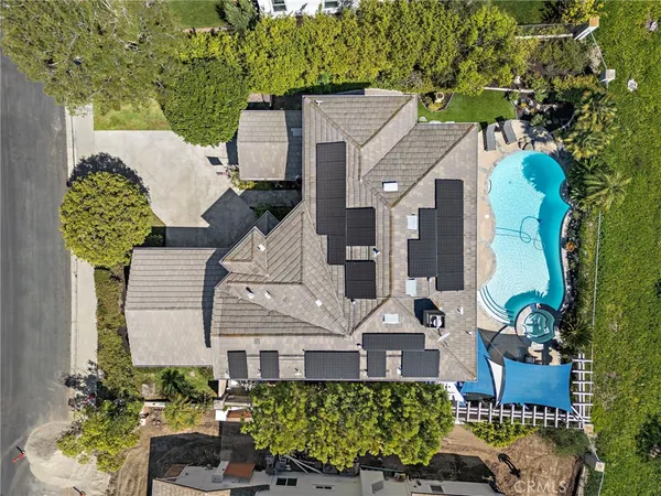 an aerial view of a house