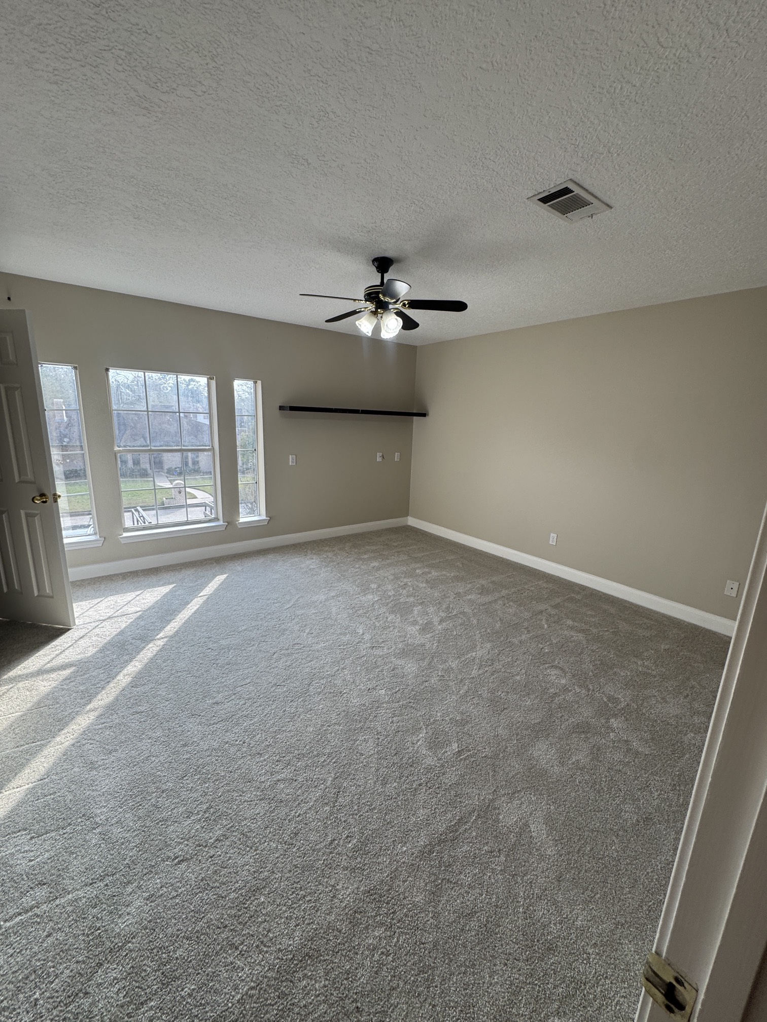 201 Pebble Springs Lane Cleveland, TX 77327 - Photo 14 of 27 an empty room with windows and chandelier fan