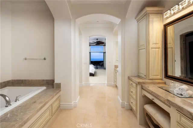 a workspace with a bookshelf