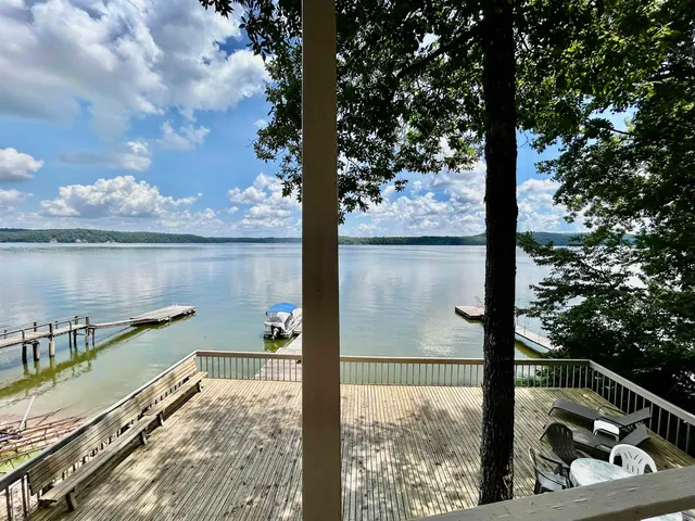 a view of a lake from a balcony