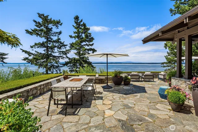 a view of a terrace with furniture
