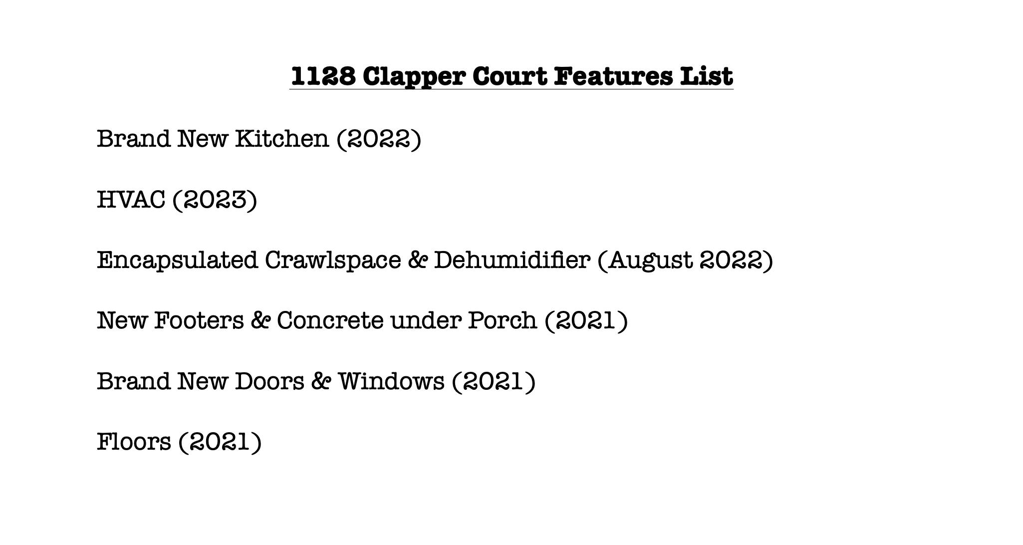 1128 Clapper Court Mount Pleasant, SC 29464 - Photo 30 of 30 Features Sheet