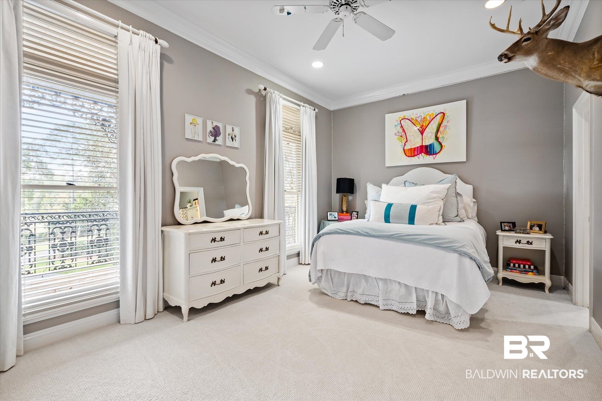 4930 River Trace Theodore, AL 36582 - Photo 25 of 57 Carpeted bedroom with ceiling fan and ornamental molding