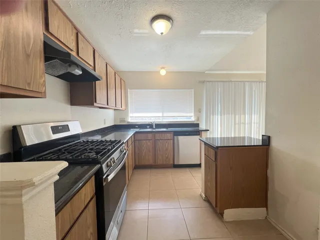 a kitchen with a stove a sink and a refrigerator