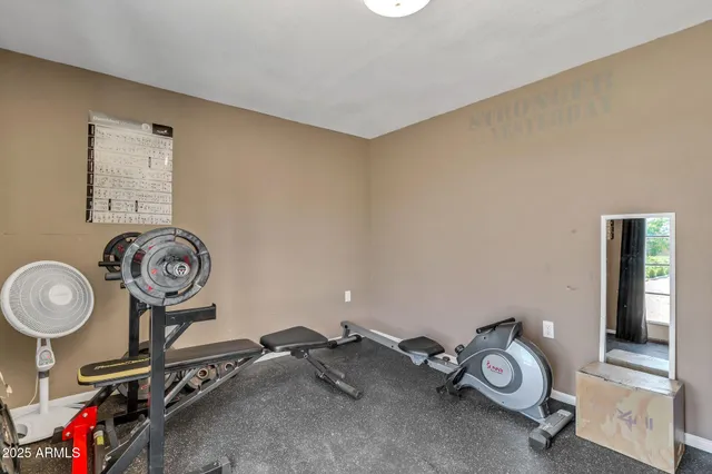 an aerial view of a house with a garden