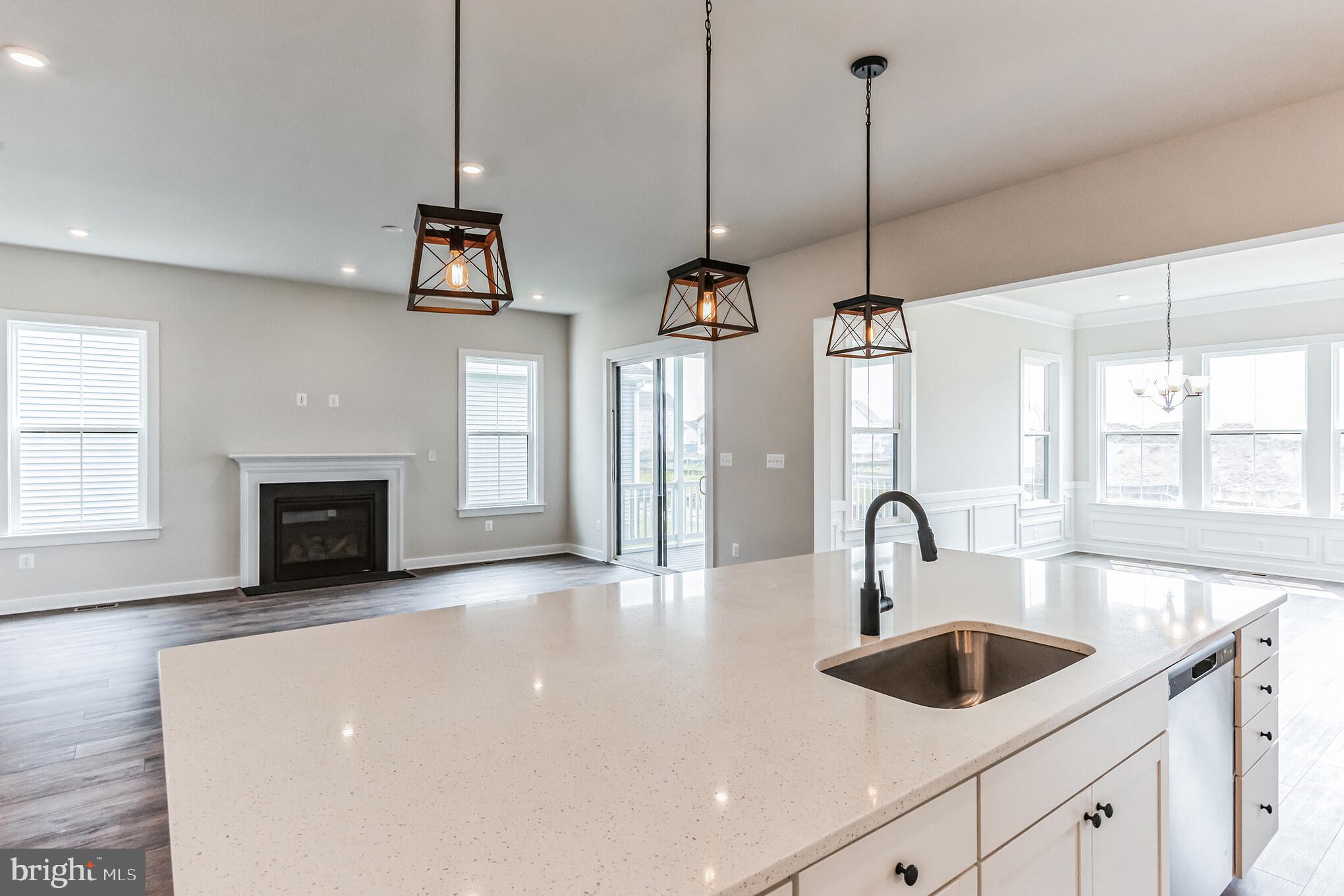 21 Golden Raintree Court Middletown, DE 19709 - Photo 6 of 28 a kitchen with stainless steel appliances a sink a chandelier and a large window