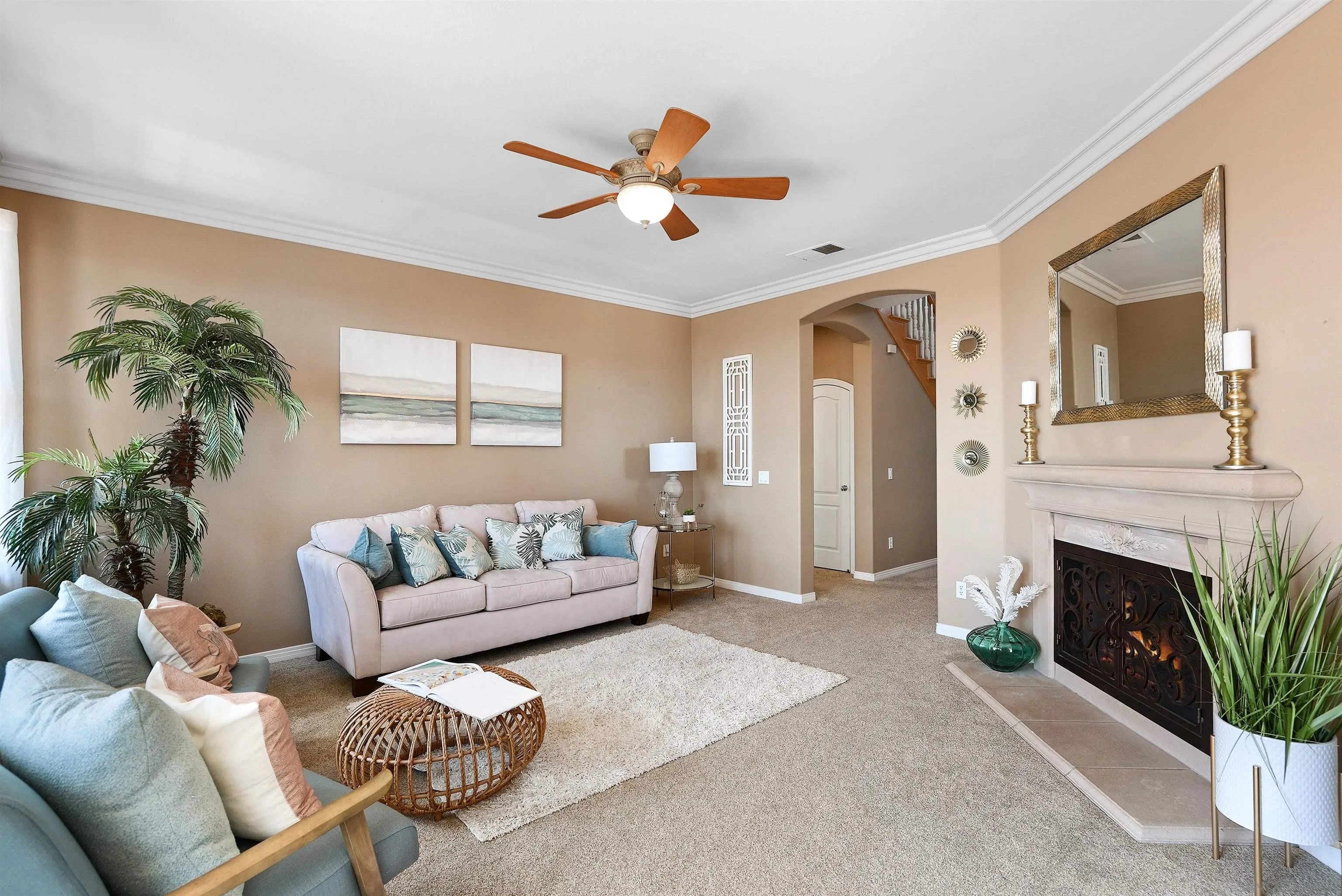 7539 Reeve Road Carlsbad, CA 92011 - Photo 7 of 30 a living room with furniture a window and a fireplace