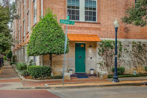 front view of a building with a street