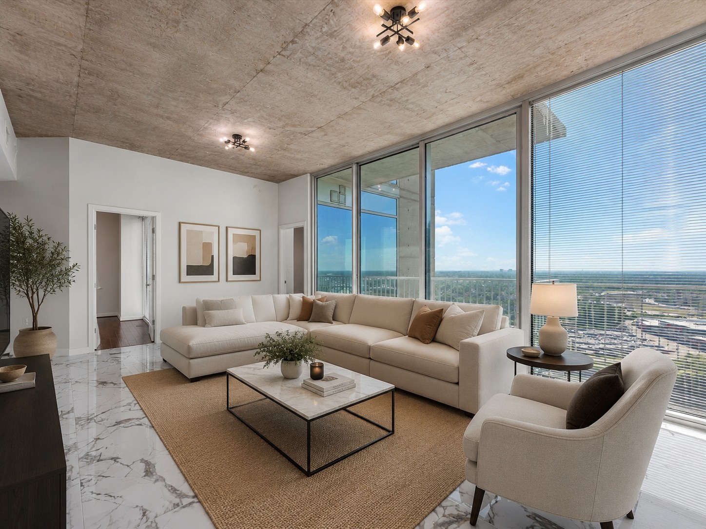 5925 Almeda Road, Unit 11702 Houston, TX 77004 - Photo 6 of 39 a living room with furniture and a large window