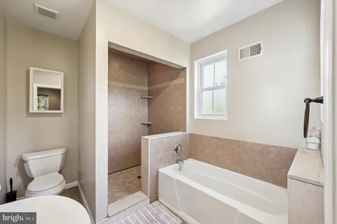 a bathroom with a toilet and a bathtub