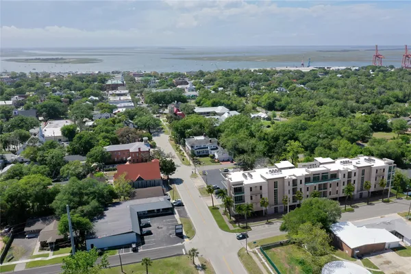 an aerial view of multiple house