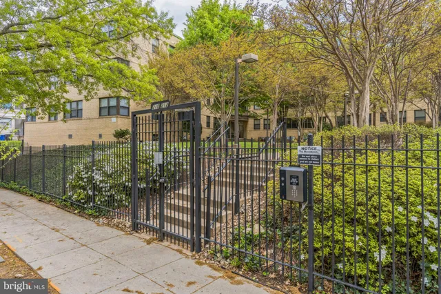 a view of a pathway of a building