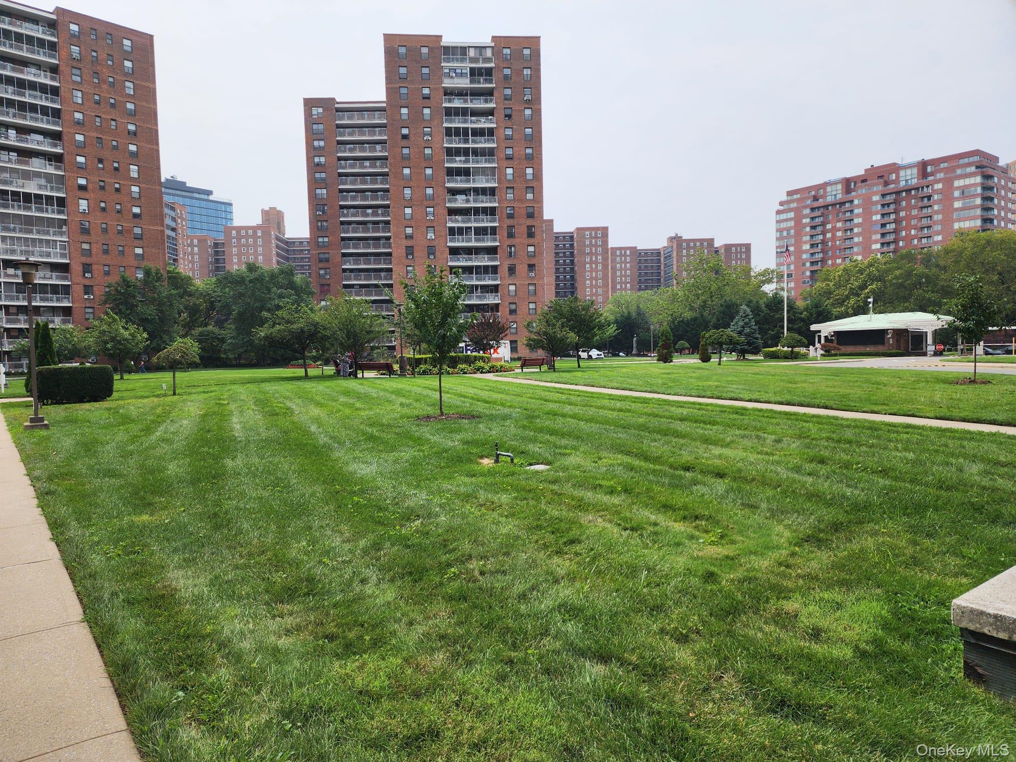 a view of a city with tall buildings