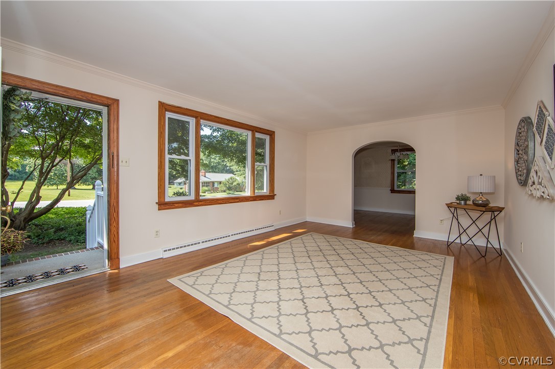 4013 Randolph Road North Chesterfield, VA 23236 - Photo 3 of 33 Spacious living room with hardwood floor, crown mo