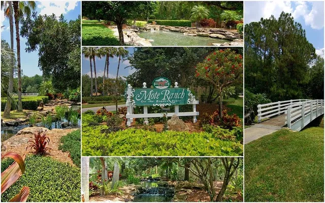 a front view of a house with a yard and fountain