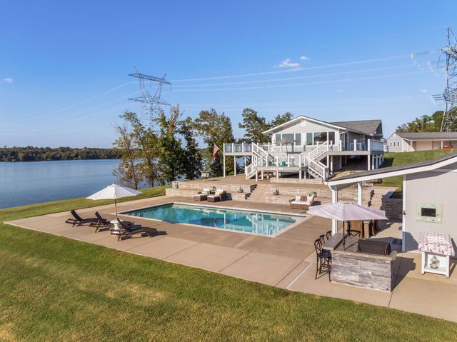 a view of lake with mountain
