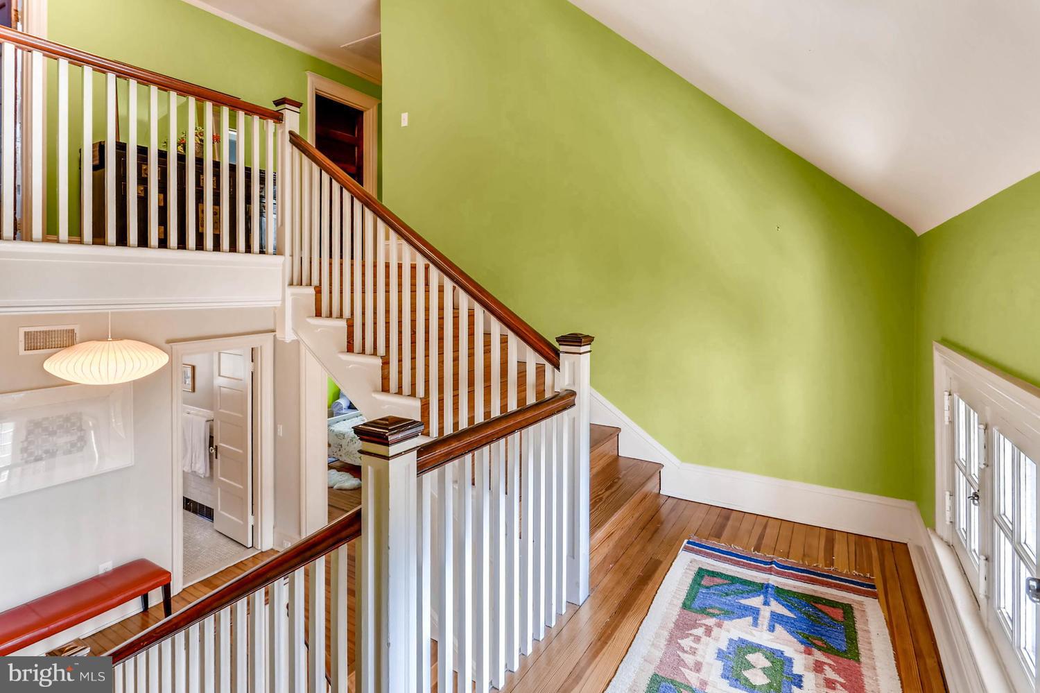 203 Longwood Road Baltimore, MD 21210 - Photo 22 of 30 Stairway to third floor awash in natural light