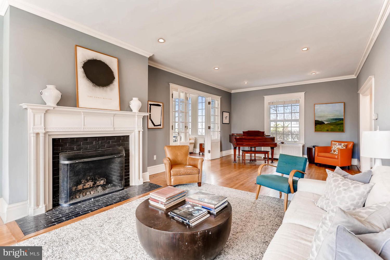 Gas fireplace in stately living room
