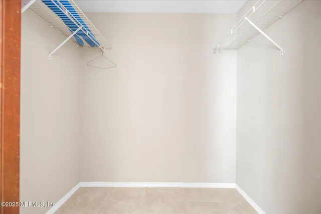 a view of small space with racks on the wall