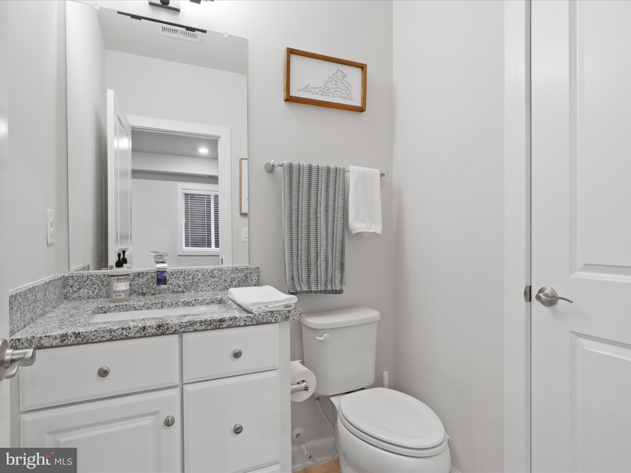 5742 10th Road North Arlington, VA 22205 - Photo 35 of 44 a bathroom with a granite countertop sink toilet and shower
