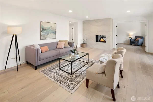 a living room with furniture and a couch