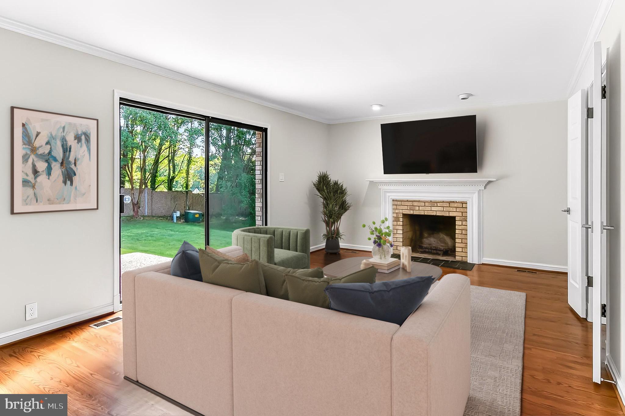 6294 Dunaway Court McLean, VA 22101 - Photo 24 of 76 a living room with fireplace furniture and a flat screen tv