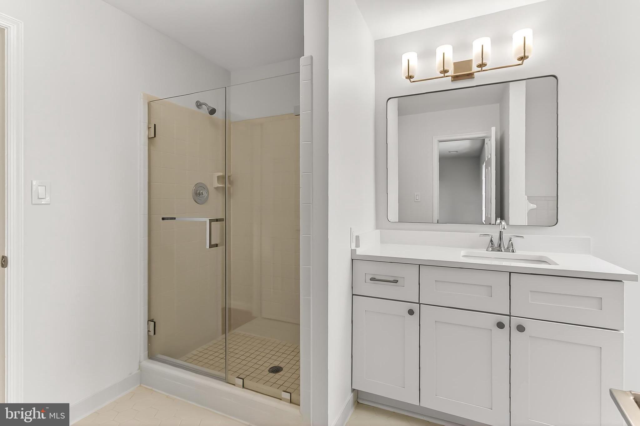 6294 Dunaway Court McLean, VA 22101 - Photo 49 of 76 a bathroom with a shower sink and mirror