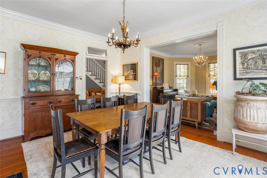 516 Mt Hermon Road Midlothian, VA 23112 - Photo 16 of 50 a view of a dining room with furniture and a chandelier